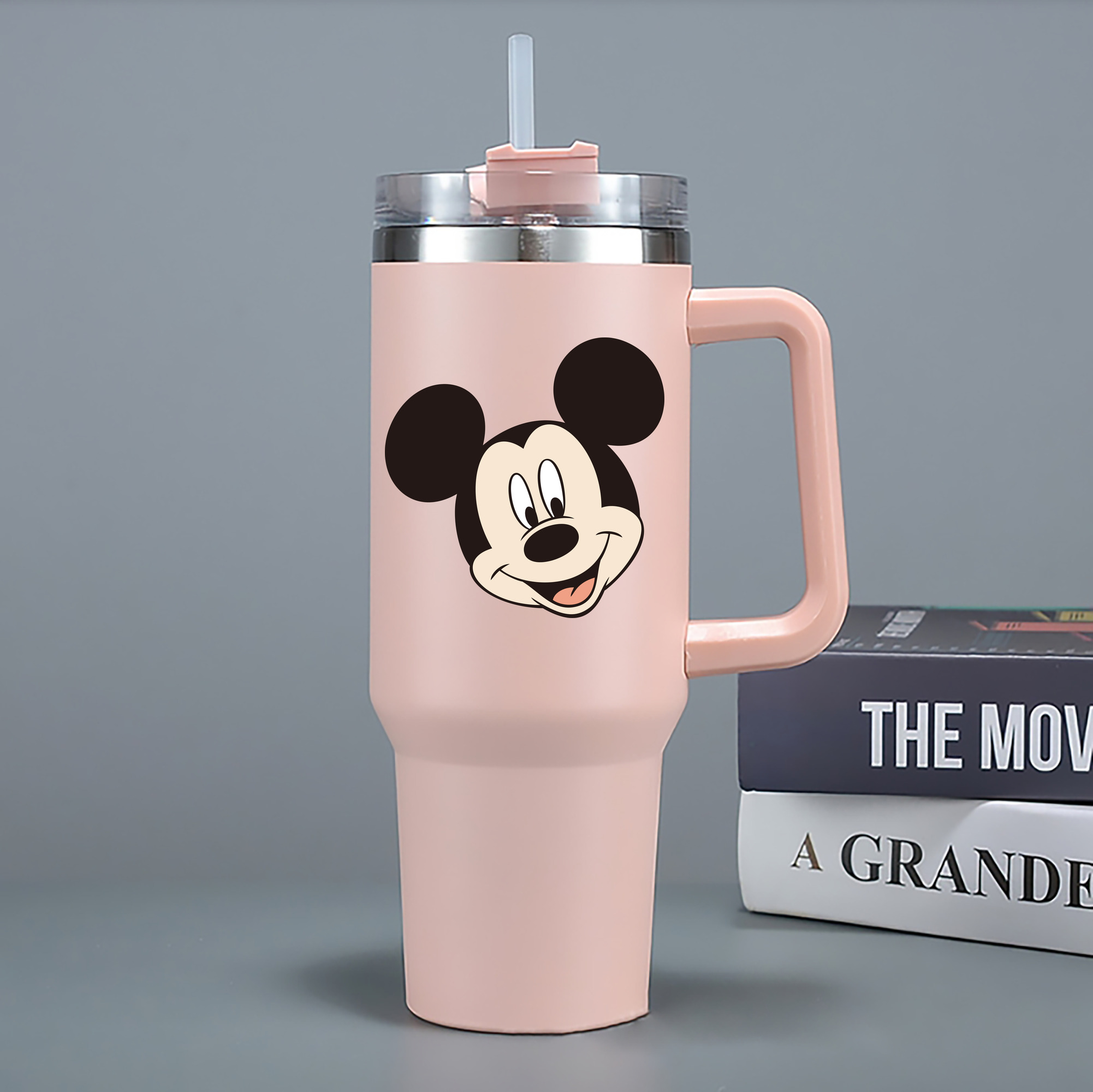 （画像用） ミッキーマウス Mickey Mouse 1200mL車用タンブラー - クリスタルステッカー（プラスチックストロー付き）